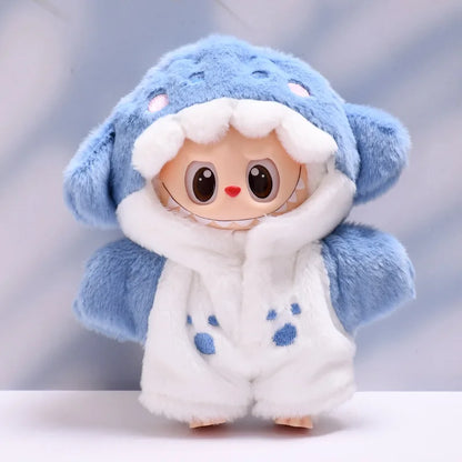 17cm Labubu Mini Doll Clothes Set - Hat Outfit Shoes for Labubu II Cultivate Sitting Party Toys