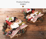Christmas Vine Ring Wreath Cartoon Santa Claus Elk Snowman Rattan Xmas Wreath Hanging Pendant Noel Navidad Merry Christmas Decor