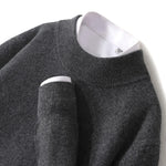 100% Pure Wool Sweater For Men, Half High Neck Knitted Pullover, Long Sleeved Casual Autumn Winter Thick High-End Sweater Warmth