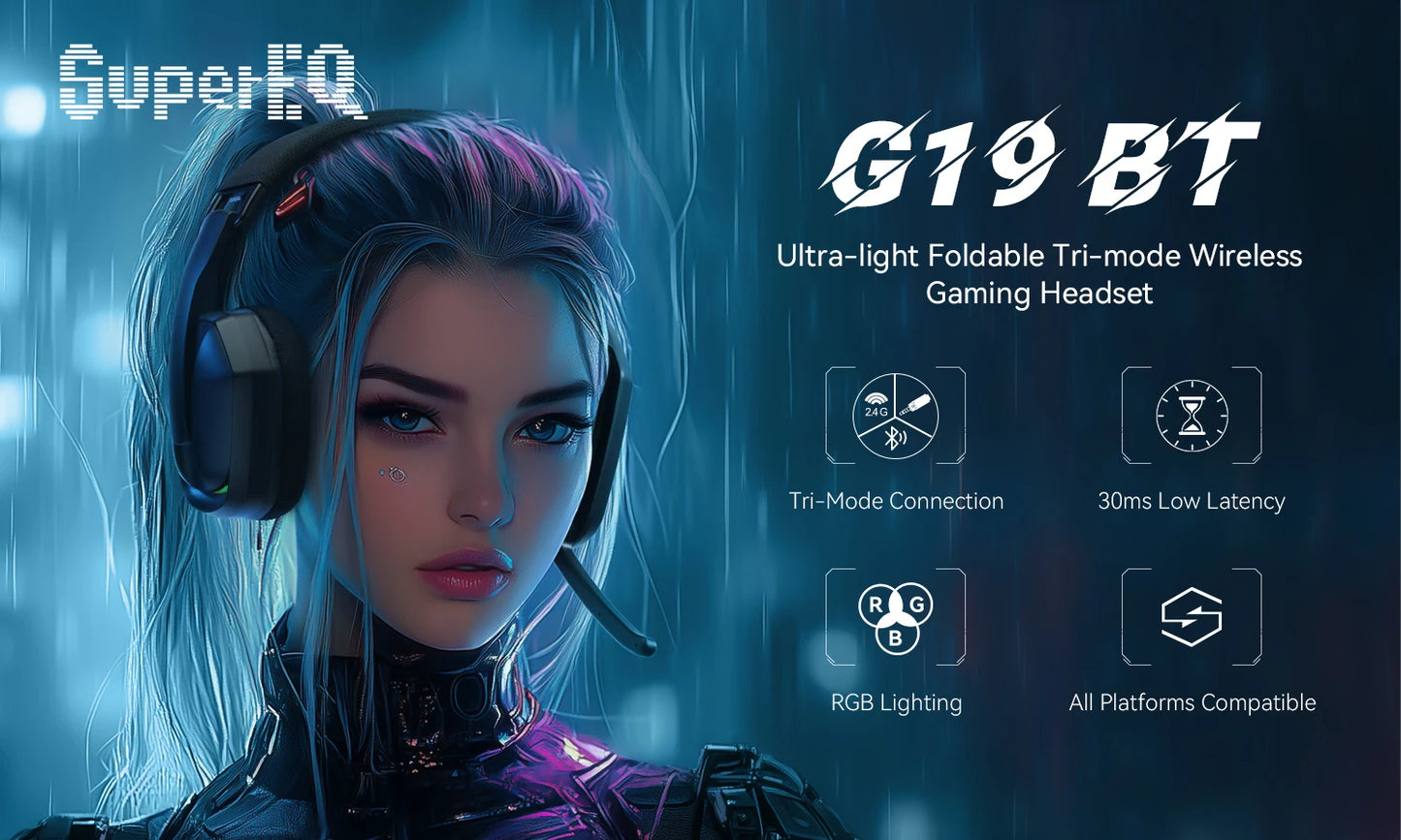 Oneodio G19BT 2.4G Wireless Gaming Headset With Mic USB/type C Transmitter Over-Ear RGB Headphones for PS5/PS4/PC /phone
