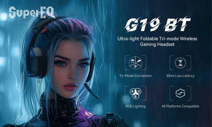 Oneodio G19BT 2.4G Wireless Gaming Headset With Mic USB/type C Transmitter Over-Ear RGB Headphones for PS5/PS4/PC /phone