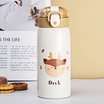 350ml/500ml Cartoon Stainless Steel Thermal Flask With Straw Portable Kids Cute Thermal Water Bottle