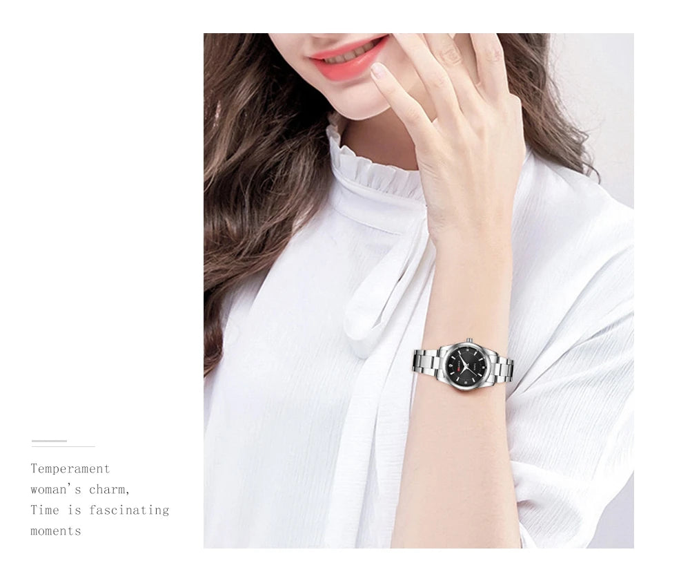 Luxury Women's Watch 29mm Fashionable Stainless Steel Rhinestone Pink Minimalist Girl Clock Outdoor Travel Women Wrist Watches