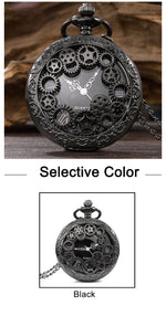 Steampunk Copper Vintage Hollow Gear Hollow Quartz Pocket Watch Necklace Pendant Clock Chain Men Women with Chain Gifts