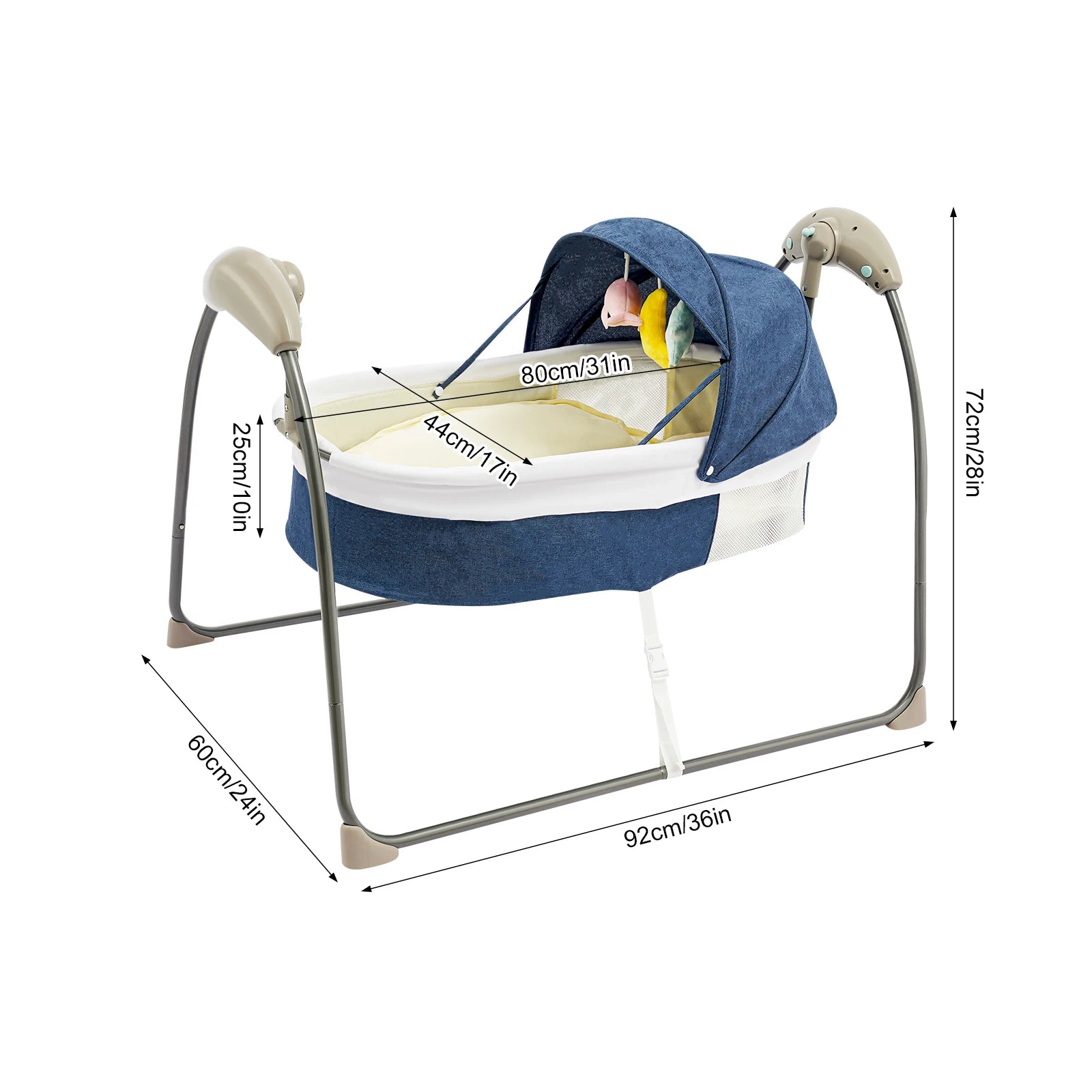 Portable Electric Baby Bed Cradle 0–12 Months – Blue
