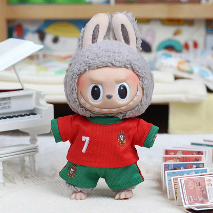 For 17cm Labubu Football Basketball Size 10 Clothing V1V2 Labubu Doll Size 7 Vinyl Pendant Doll Clothing DIY Sportswear Boy Toy