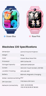 Blackview Z20 Kids Smartwatch IP67 Waterproof, 4G SOS Emergency Calling , Monitor, GPS +LBS+WIFI Location Tracking Phone Watch