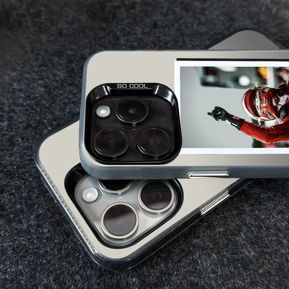 1PC Charles Leclerc 16 F1 Phone Case Phone Case IMD color silver shell For iPhone 16 15 14 13 12 11 Pro Max Plus