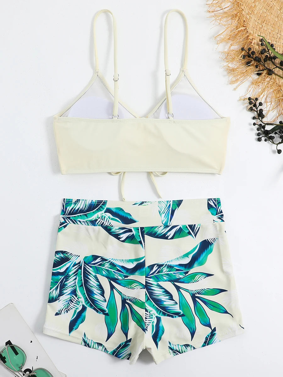 Bikiniset met hoge taille en trekkoord aan de voorkant (2025) - Damesbadkleding en strandkleding