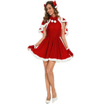 Red Sexy Christmas Uniforms Women's Santa Dress Adult Role Playing Outfit With Shawl Party Performance Fancy Clothing