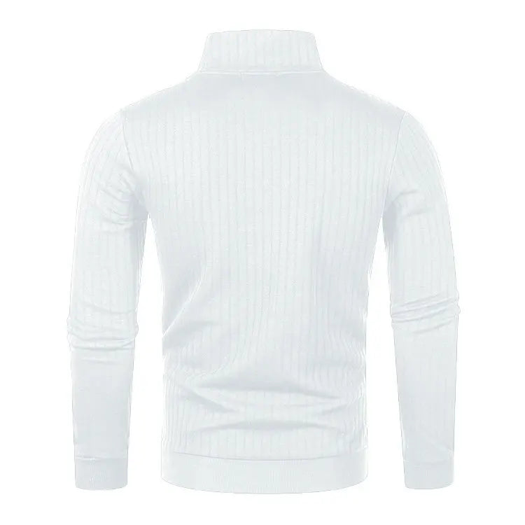 Spring Autumn Men's Half Zipper Knit Pullovers Solid Color Loose Casual Stand Collar Long Sleeve Pull On Knitted Sweater Men