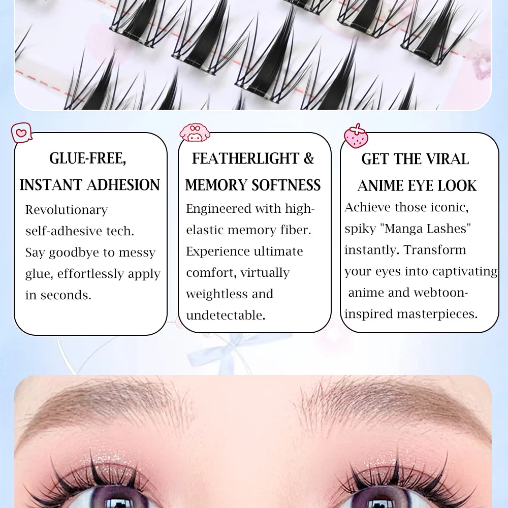 Upgraded Sunflower False Eyelashes No Glue Fake Lashes  Natural Reusable Band-Free Lashes Manga Lash Makeup Korean