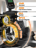 MettleMatic Rm5 Magnetic Rowing Machine, Bluetooth, 16-Level Resistance, 150kg Capacity, Home Use