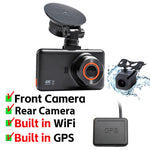 4K+2K Front and Rear Dash Cam Built-in WiFi 3 Inch IPS Car Video Camera WDR Night Vision G-Sensor 24H Parking Mode APP Control
