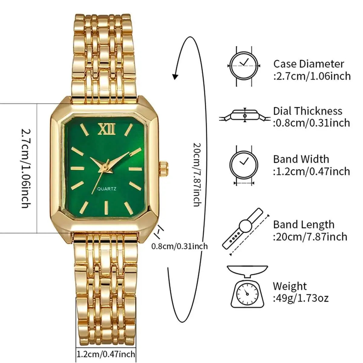 Fashion Rectangle Women Quartz Watch Luxury Analog Wristwatches Reloj Mujer Girls Clock Gift（Without Box）