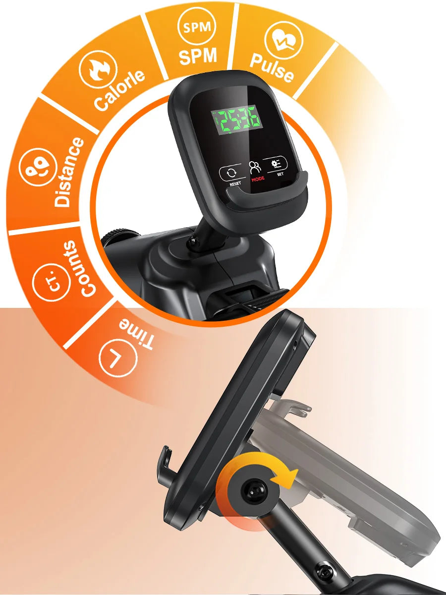 MettleMatic RM3 Foldable Rowing Machine, 300N Magnetic Resistance, 16 Levels, Bluetooth, 150kg Capacity