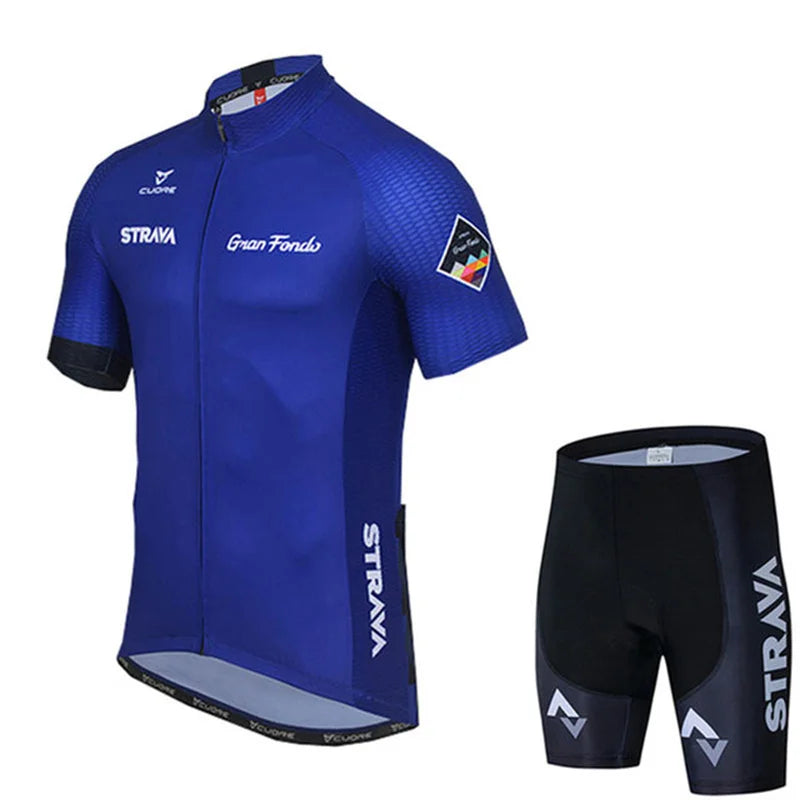2025 STRAVA Cycling Jersey Set – Men’s Short Sleeve Pro Team Bike Clothing, Summer Road & MTB Bicycle Wear Maillot Ciclismo