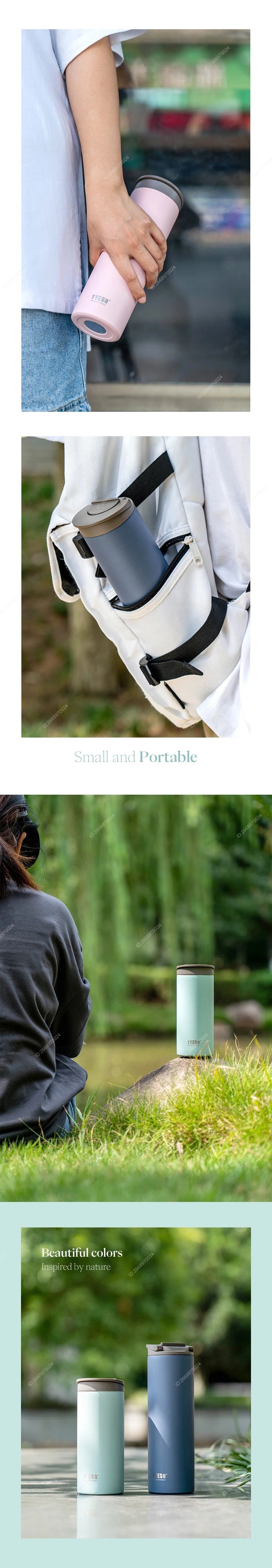 360/500ml Tyeso Stainless Steel Insulated Travel Mug Leak-Proof Direct Drink Water Bottle for Men Women Portable Car Coffee Cup