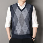 Cardigan Sweater Vests Men Autumn Winter Fleece Knitted Waistcoat Argyle Plaid Smart Causal Fashion Knit Sleeveless Sweater Vest