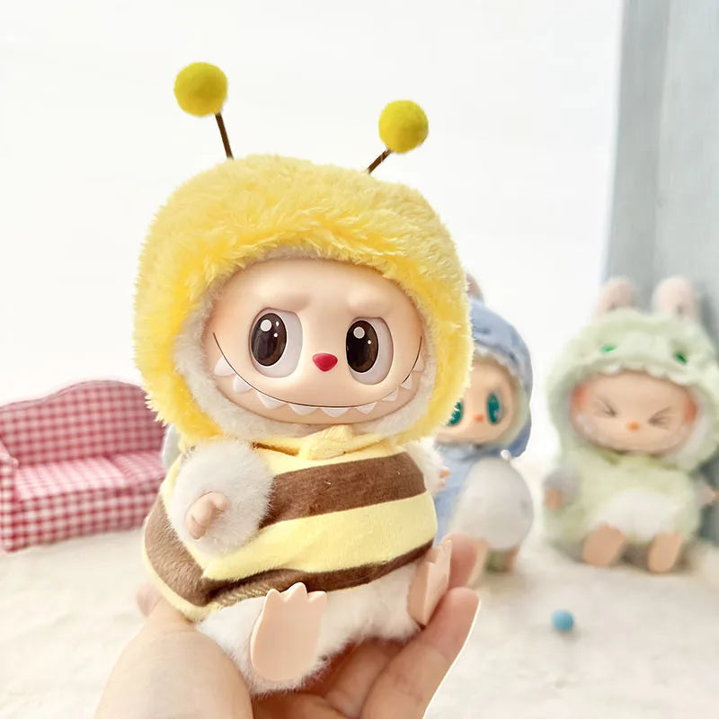 Labubu Doll Clothes Penguin Shark Bee Dinosaur Onesie - Cute Animal Jumpsuit for 17cm Pullip Blythe OB11 BJD