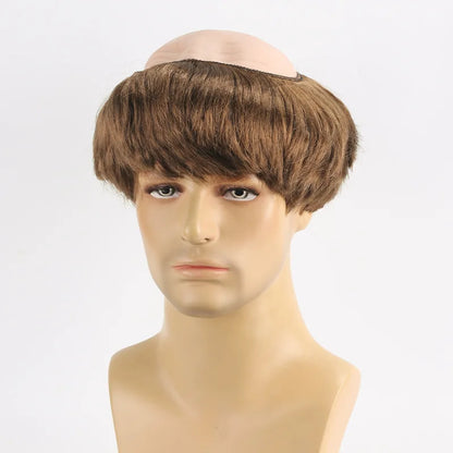 Funny Cosplay Bald Head Wig Monk Wig Novelty Brown Bald Cap Children Adult Monk Costume Wig Suitable for Halloween Cos Wigs
