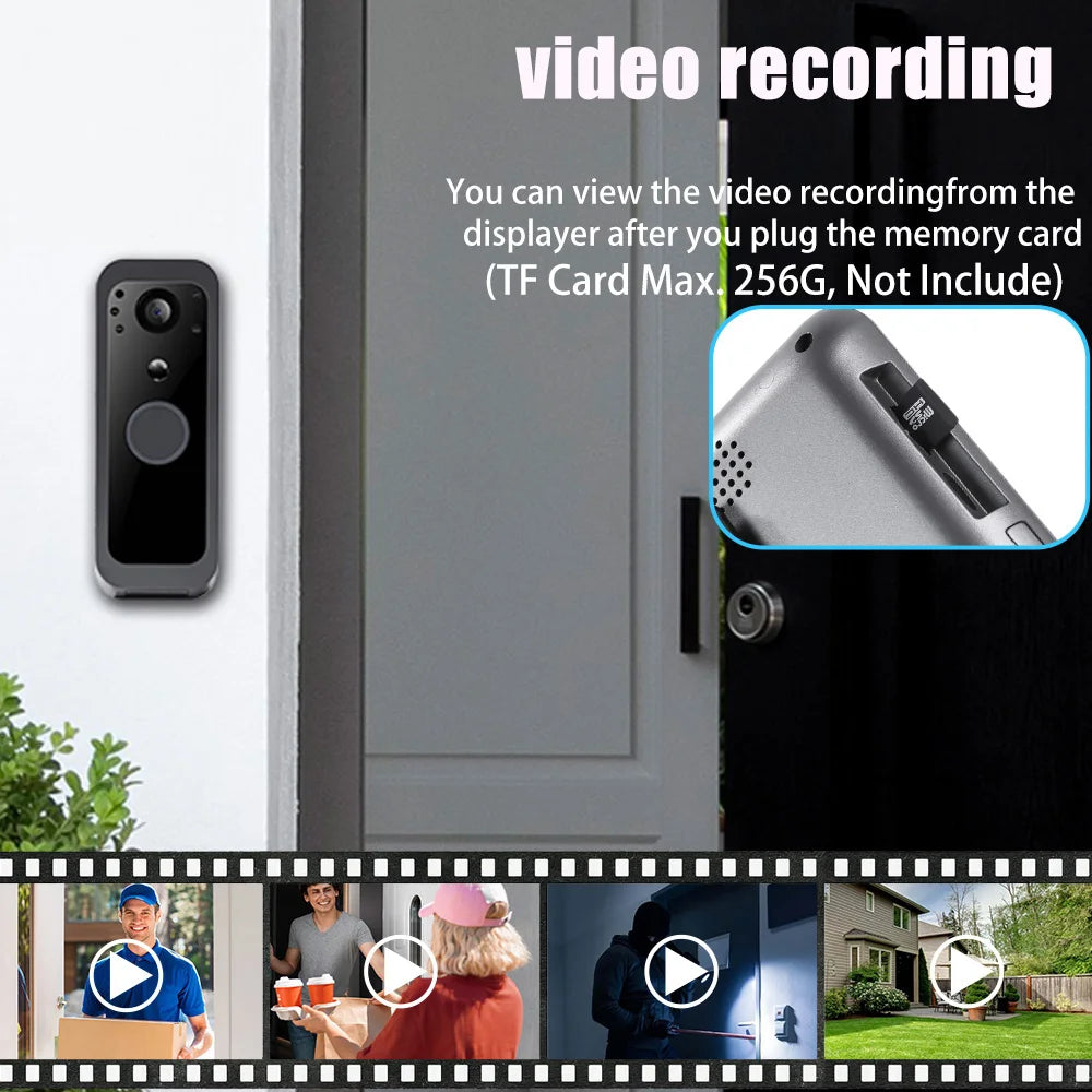 4 Inch Digital Door Viewer Smart Home Peephole Doorbell Camera PIR Motion Detection Night Vision Video Doorbell 2.4Ghz Wireless