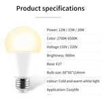 Cozylife 220V 110V WiFi Smart LED Bulb 12W 15W 20W E27 Cold & Warm Indoor Light  Alexa Google Home Together APP Timing Dimming