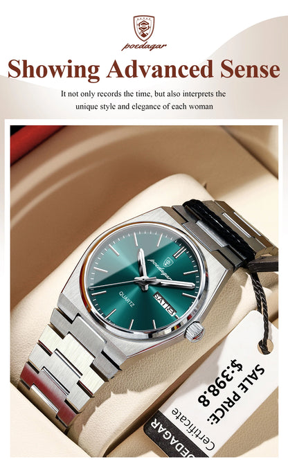 POEDAGAR Luxury Woman Watch Waterproof Luminous Fashion Quartz Ladies Wristwatch Date Week Stainless Steel Women's Watches Reloj