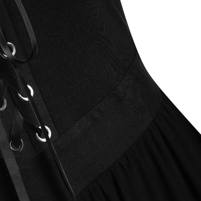 Halloween Witch Cosplay Costumes Women Casual Plus Size Cold Shoulder Dress Solid Color Chiffon Butterfly Sleeve Gothic Dress