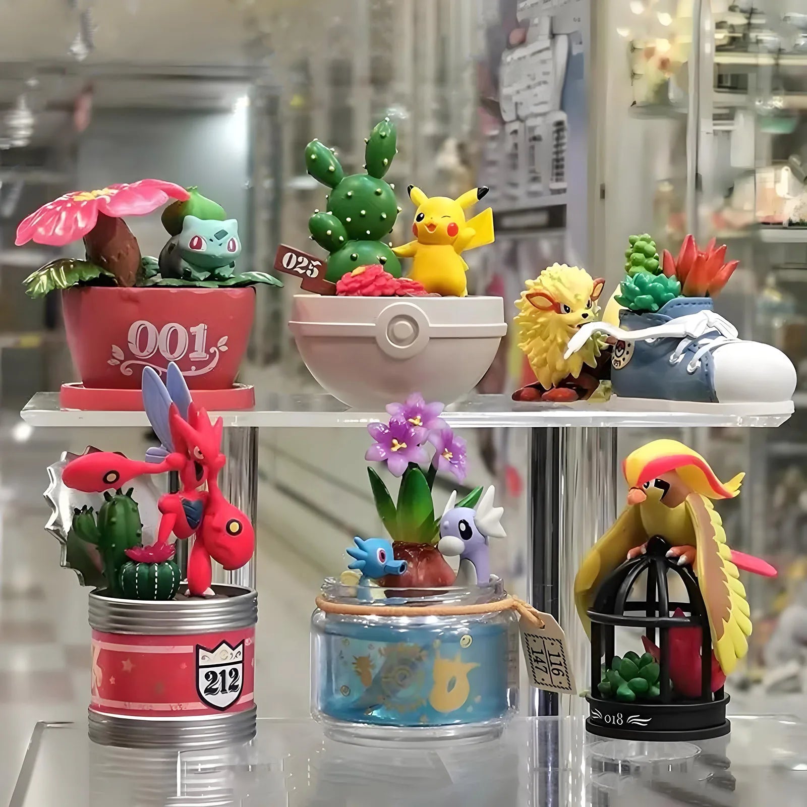 Pokemon Blind Box Toys Miniature Bonsai Scene Pidgeot Dragonair Bulbasaur Growlithe Scizor Doll Toys Collect Ornaments
