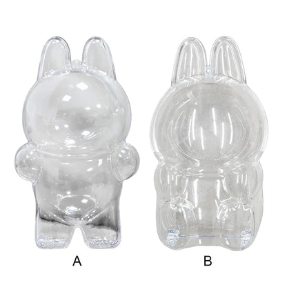 Transparent Macaron Doll Case For Labubu - Popmart Bubble Mart Storage Box, Dustproof Cover for Elf, Christmas New Year Gift