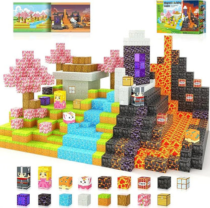 2025 NEW Magnetic Blocks Game Mine Magnet Worlds DIY Toys For Boys Girls STEM Montessori Sensory Cubes Game Toys Christmas Gifts