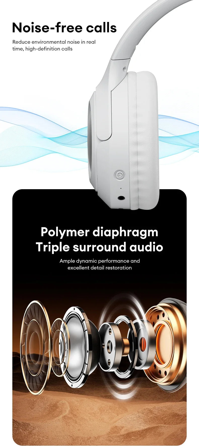 Original Lenovo TH54 Head Mounted Wireless Bluetooth 5.4 Earphones Over-Ear HIFI Stereo Music Game Noise Canceling Sport Earbuds