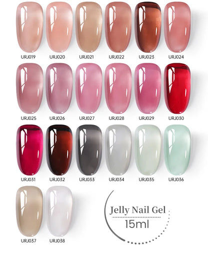UR SUGAR 15ml Blood Red Jelly Gel Nail Polish Translucent Color Crystal Nude Gel Nail Art Varnish For Fall Winter Manicure