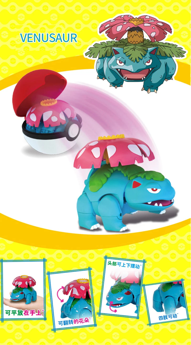 Figure Pokemon Pokeball transform Pikachu Charizard Venusaur Blastoise Mewtwo Gyarados Solgaleo Lunala Eevee poke ball toy gift