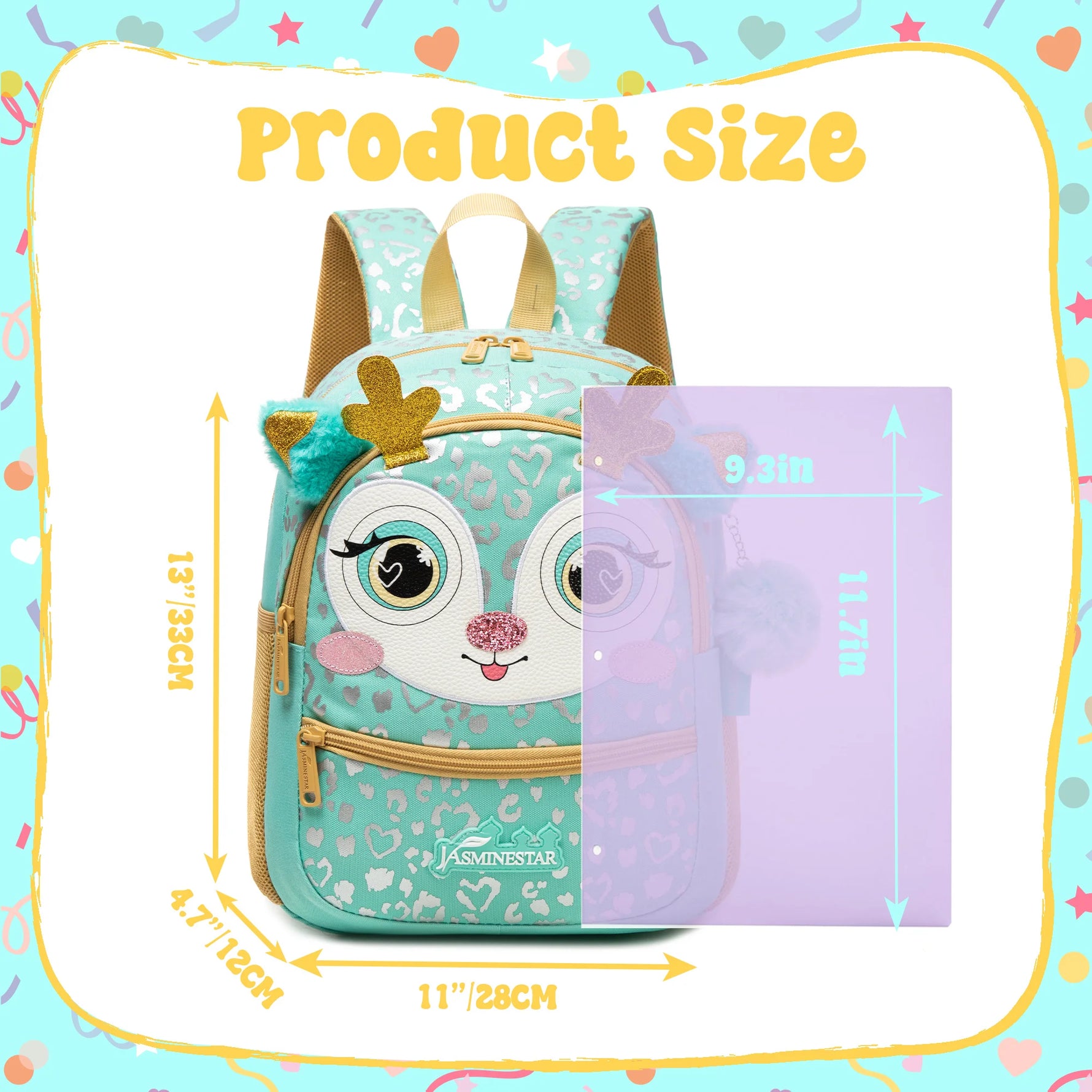 1pc Cute 13 Inch Animal Backpack Kindergarten Outdoor Sports Little Girl With Small Pendant