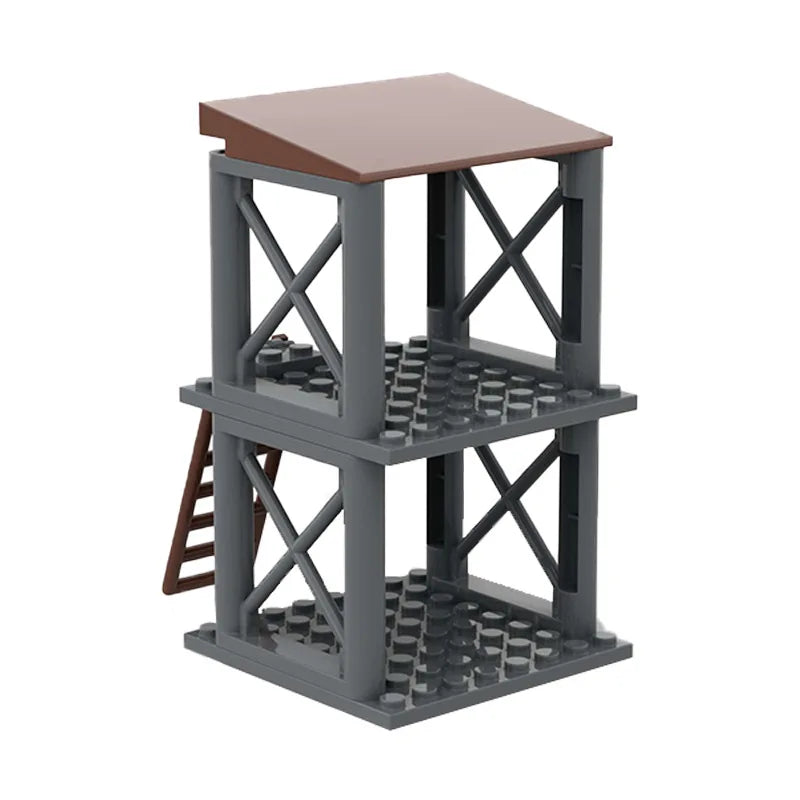 WW2 Military Army Soldiers World War 2 Military Base Observation Tower Model Assemble Building Blocks Bricks Children's DIY Toys