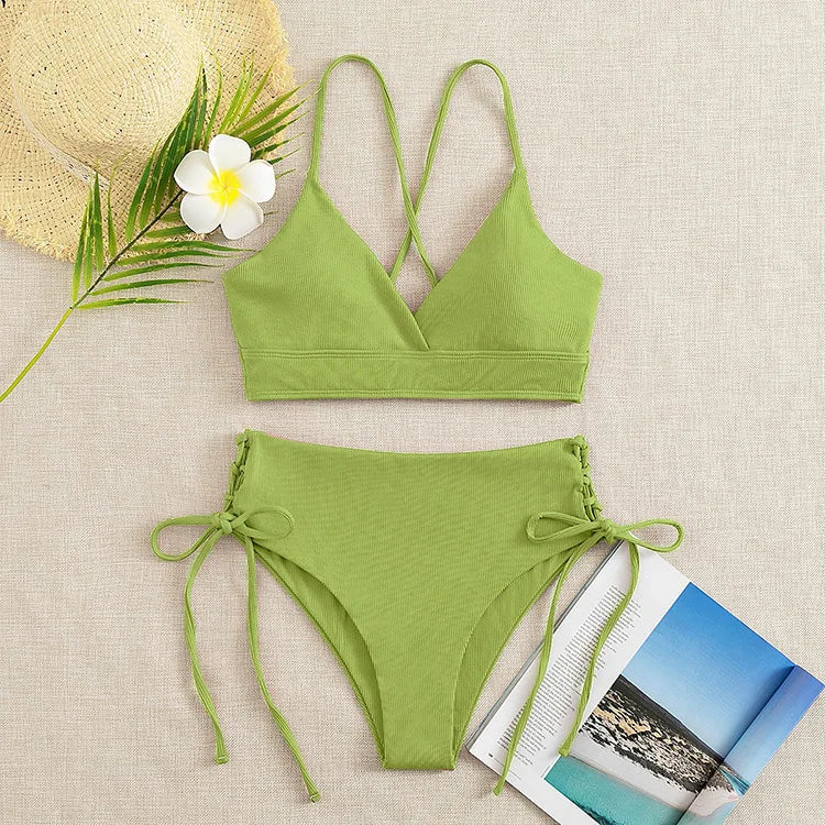 Cikini V-hals split bikiniset voor dames