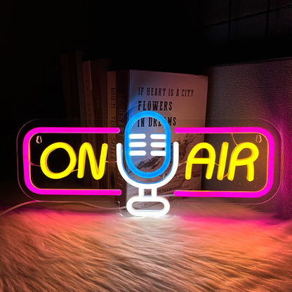 On Air Neon Sign For Wall Decor,Led Neon Light For Game Room,Broadcasting Room,Live Room,Bedroom Decor, Music Studio,USB Powered