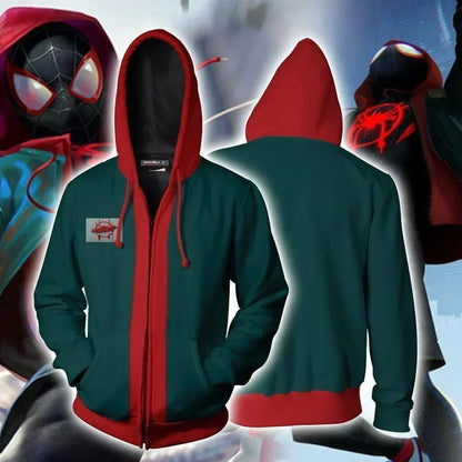 Superhero Spiderman Miles Morales Cosplay Costume Adult Kids Spider Man Halloween Jumpsuit Bodysuit Coat Party Dress Up Gift