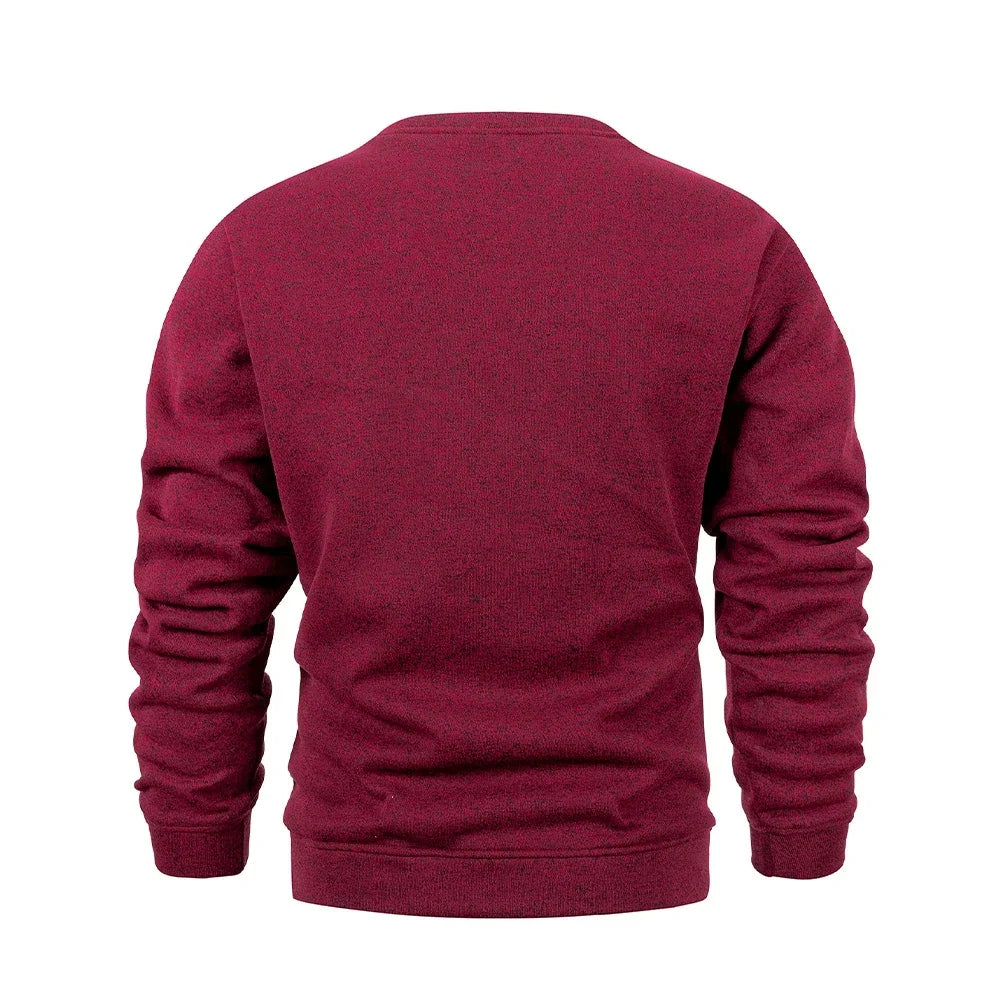 New Men's Sweater Spring Autumn Round Neck Long Sleeve Pullover Casual Sports Sweatshirt High Quality Solid Color Fleece Coat