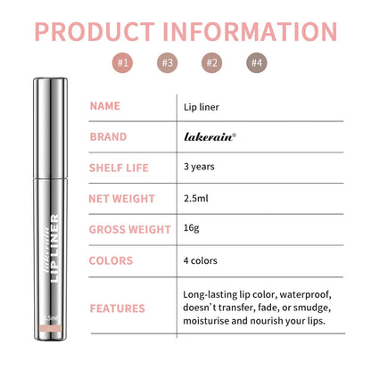 4 Colors Peel Off Lip Liner Waterproof Transfer-proof Lipstic Tattoo Waterproof Long Lasting Matte Velvet Lip Tint Sexy Red Cont