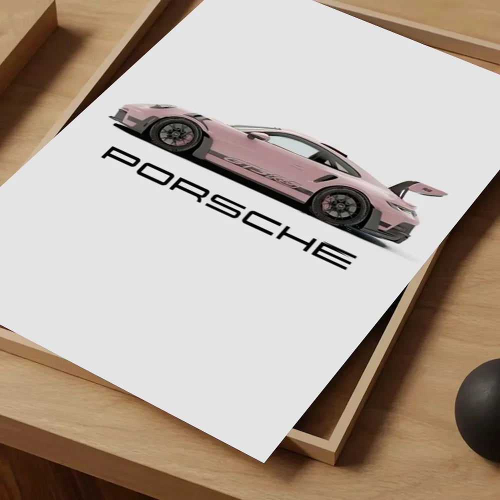 Sport Cars Poster Self-adhesive Art Waterproof Paper Sticker Coffee House Bar Room Wall Decor