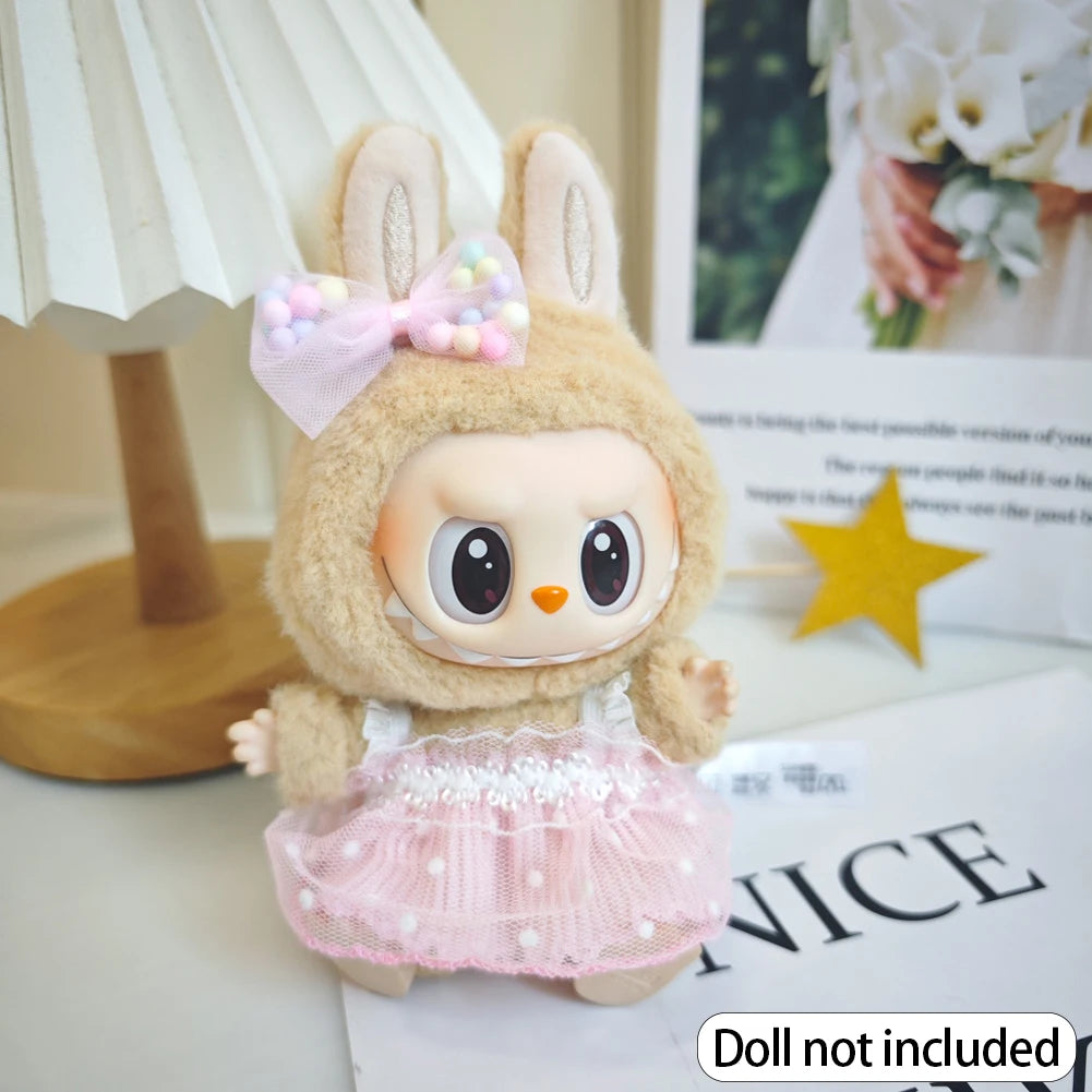 For 17cm Labubu V2 V1 Purple Dress Doll Clothes Outfit Accessories Idol Doll Clothing for Kid Gift Labubu Ropa