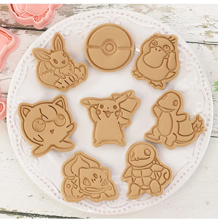 New 6pcs/Set Pokemon Figures Cookie Cutters Cartoon DIY Bakery Mold Biscuit Press Stamp Embosser Sugar Pasty Cake Mould Toys