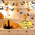 10/20pcs Wooden Pumpkin Cutouts Halloween Pumpkin Wood Ornaments with Rope Pumpkin Wooden Decorative for DIY Wood Chips