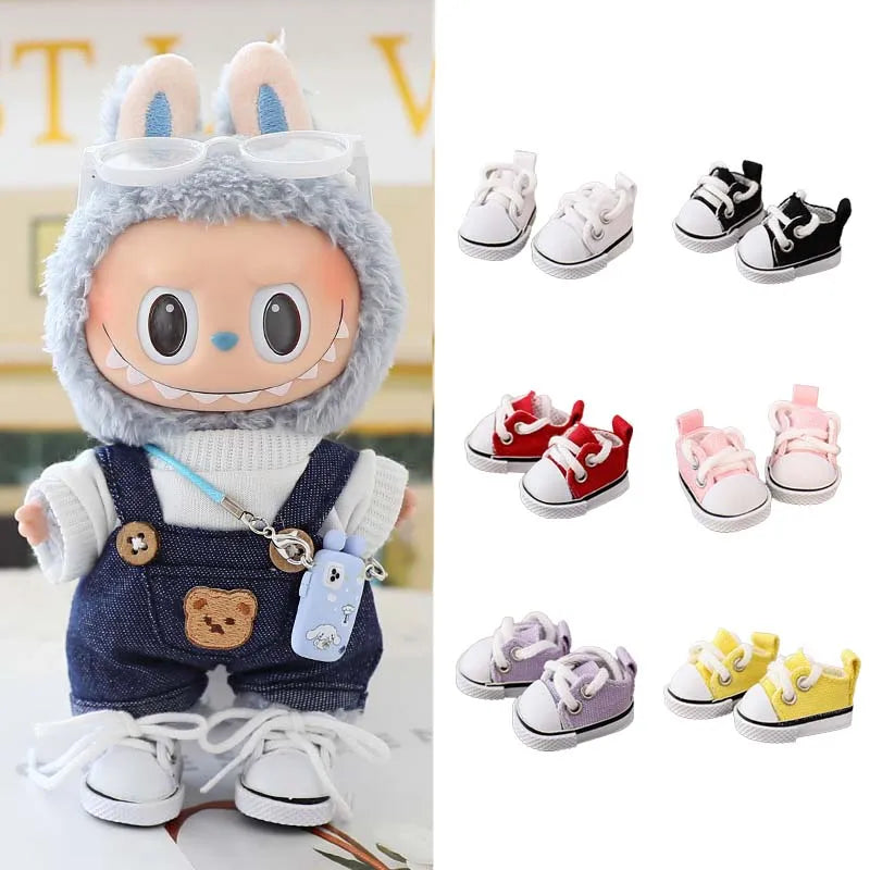 For LABUBU Canvas Shoes Suitable for 17cm Labubu Dolls Shoes Boots Toys Casual Sports Shoes Dolls Accessories DIY Doll Toys