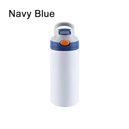 Outdoor Simple Solid Color Stainless Steel Vacuum Thermos Cup with Straw with Handle Children's Water Cup Portable Sports Cup
