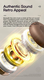 Sansui DT11 ANC Wireless Bluetooth 5.4 Headphone -45dB Active Noise Reduction Headsets 50H Playtime Over Ear Retro Earphones