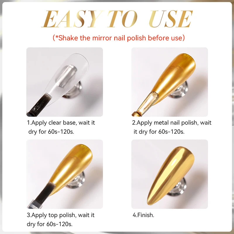 LILYCUTE 7ML 2PCS/SET Metallic Nail Polish Mirror Blue and Rose Gold Effect Varnish Semi-Permanent Nail Art Manicure Aupplies